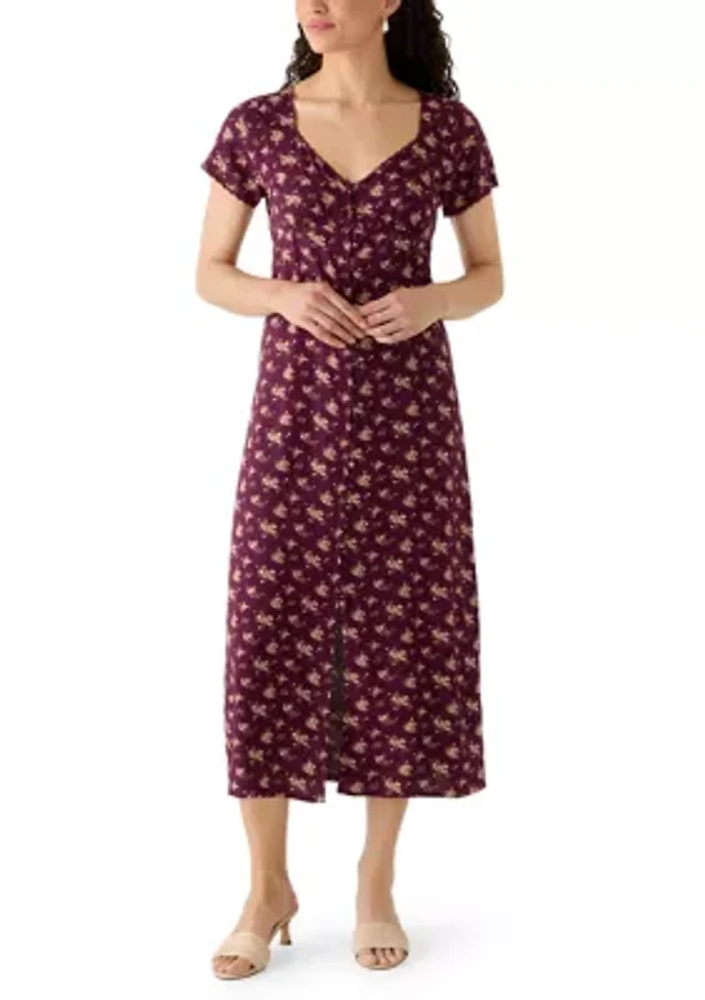 dress midi shorts belk MSK Plus Short Sleeve V-Neck Floral Midi Dress