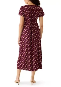 Women's Printed Short Sleeve Midi Dress