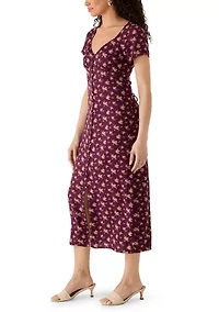Women's Printed Short Sleeve Midi Dress