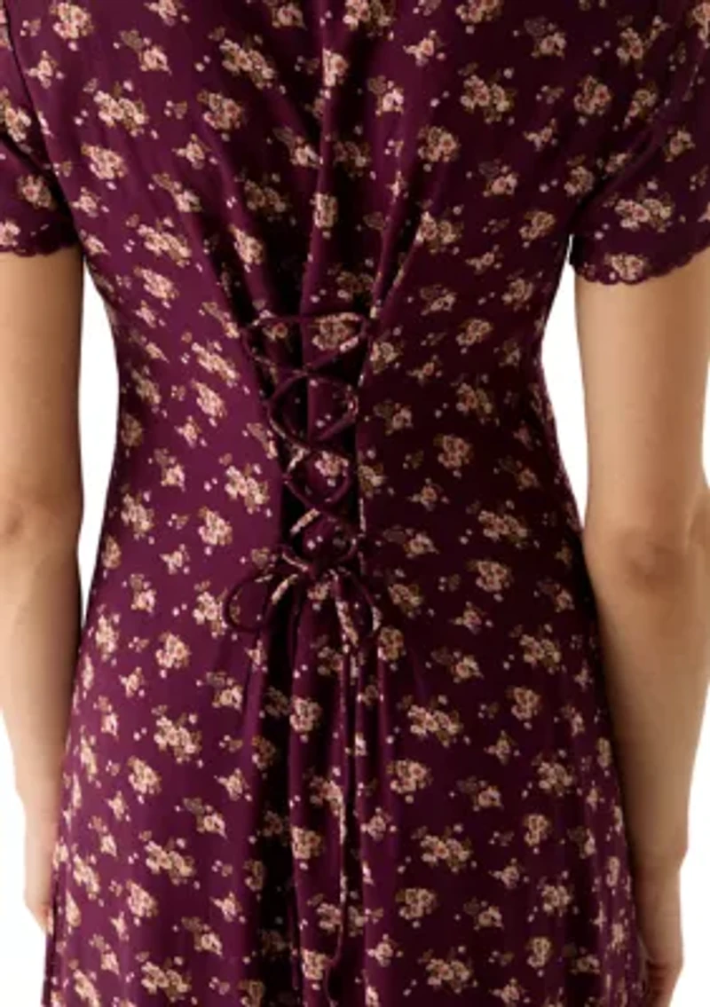 Women's Printed Short Sleeve Midi Dress