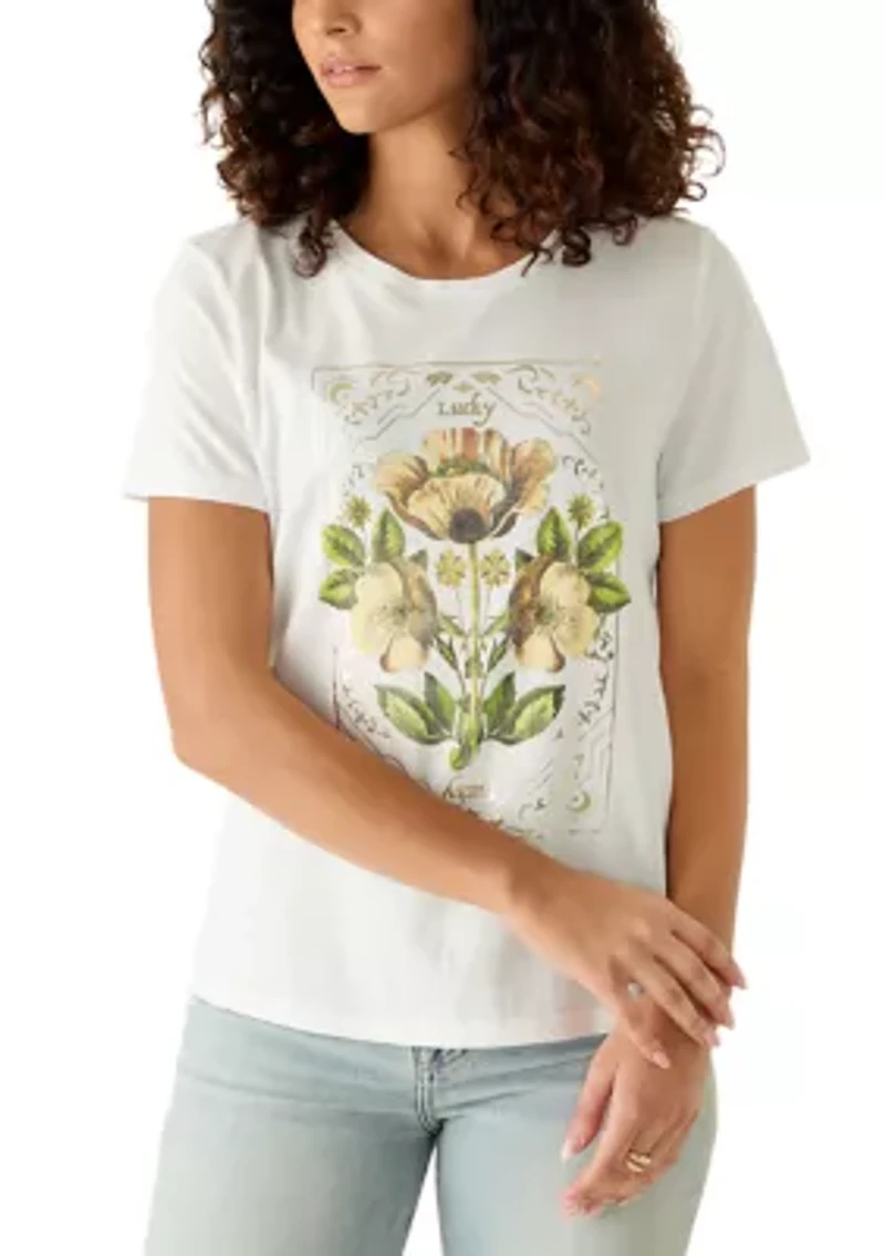 Women's Floral Ornate Frame Graphic T-Shirt