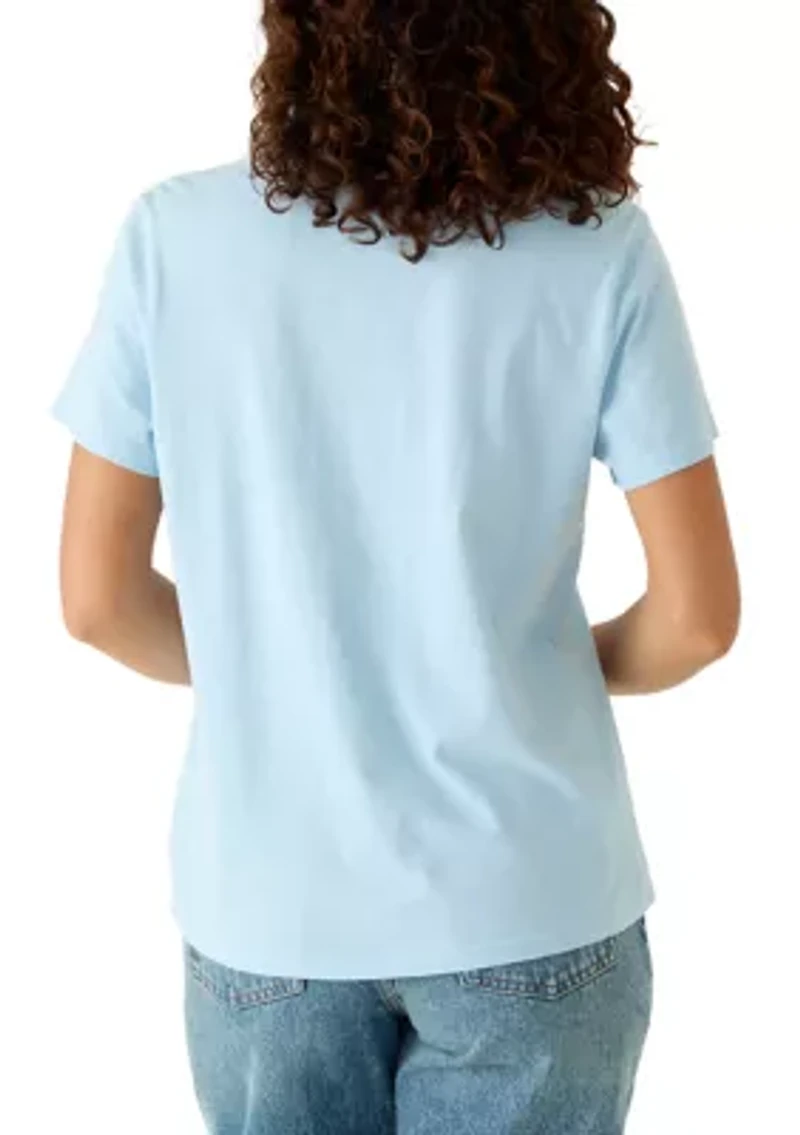 Women's Embellished Lotus Motif Graphic T-Shirt