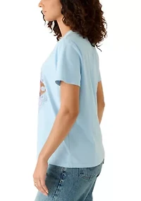 Women's Embellished Lotus Motif Graphic T-Shirt