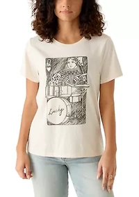 Women's Crew Neck Drummer Queen Graphic T-Shirt