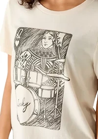 Women's Crew Neck Drummer Queen Graphic T-Shirt