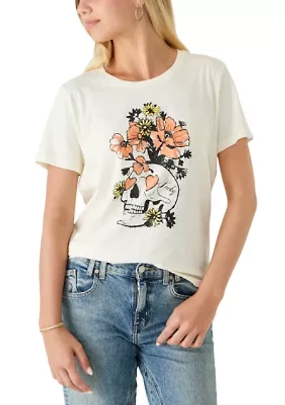 Women's Floral Skull Graphic T-Shirt