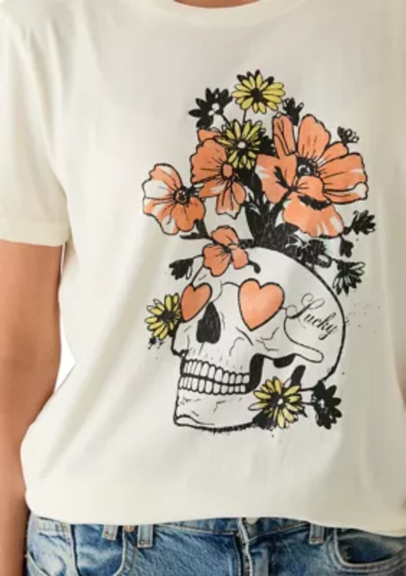 Women's Floral Skull Graphic T-Shirt