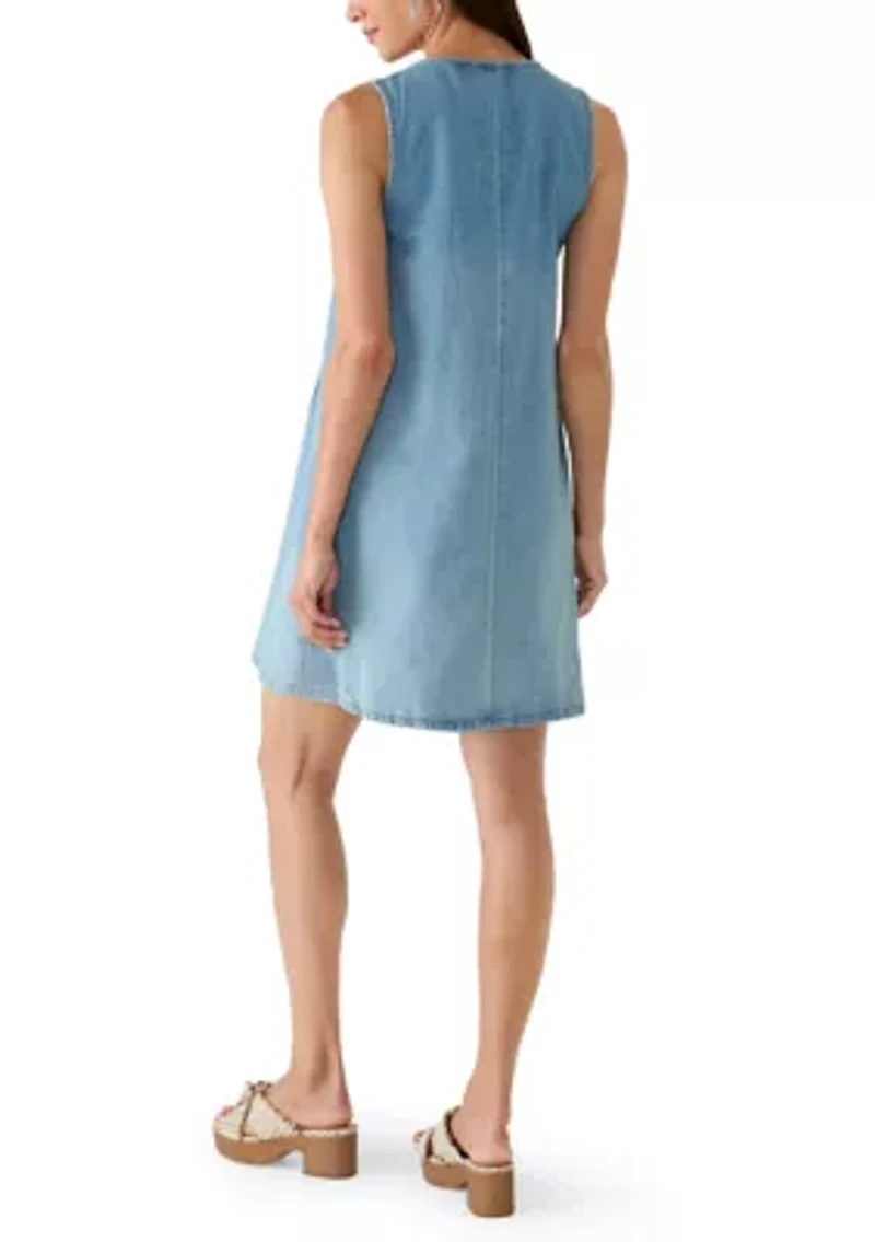 Women's Pleated Denim Mini Dress