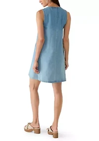 Women's Pleated Denim Mini Dress