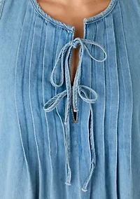 Women's Pleated Denim Mini Dress