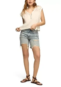 Women's Embroidered Floral Yoke Top