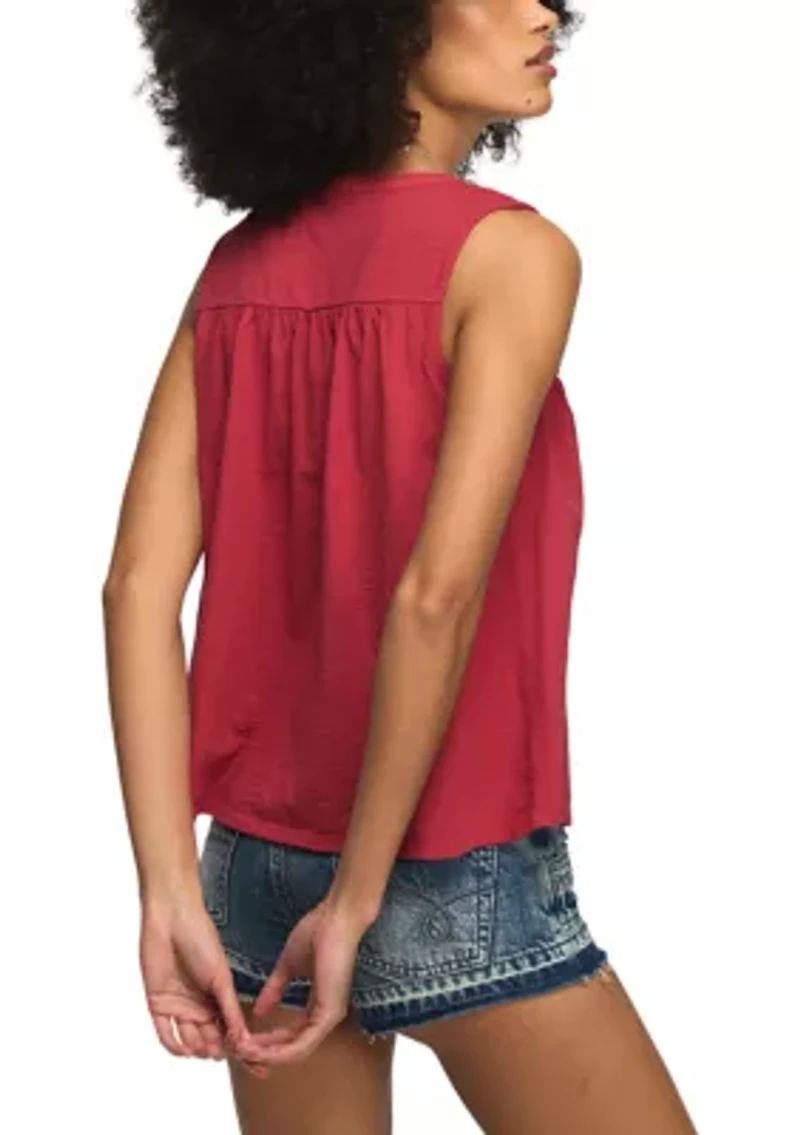 Women's Sleeveless Crochet Pintuck Top