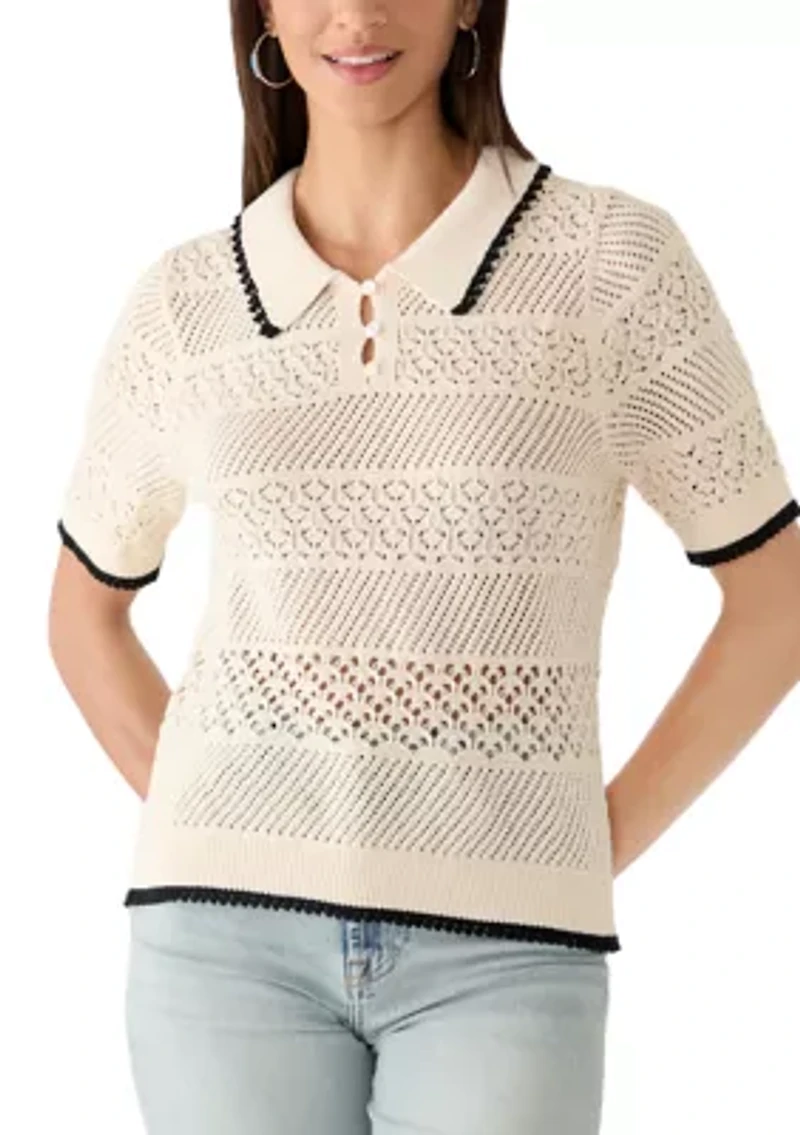 Women's Lace Polo Sweater Shirt
