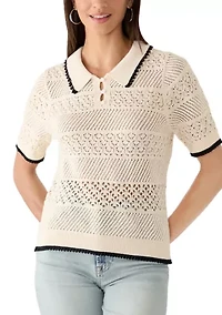Women's Lace Polo Sweater Shirt