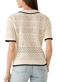 Women's Lace Polo Sweater Shirt