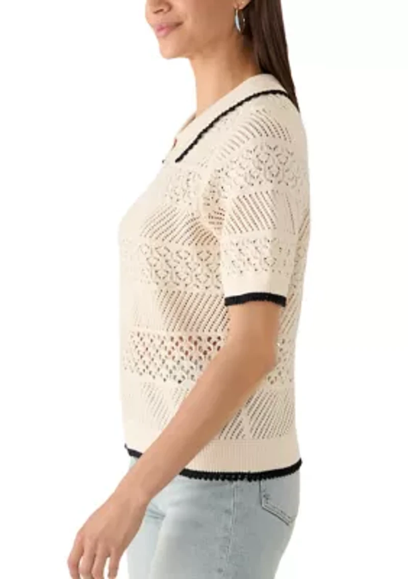 Women's Lace Polo Sweater Shirt