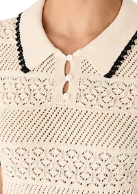 Women's Lace Polo Sweater Shirt