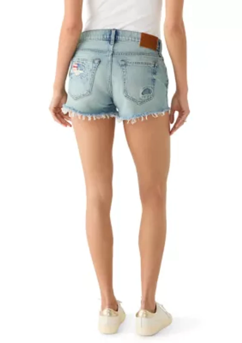 American Flag Patch Short Shorts