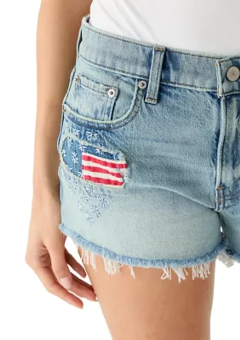American Flag Patch Short Shorts