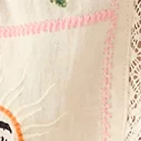 Square Neck Crochet Trim Embroidered Fish Tank