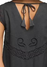 Women's Flutter Sleeve Lace Inset Top