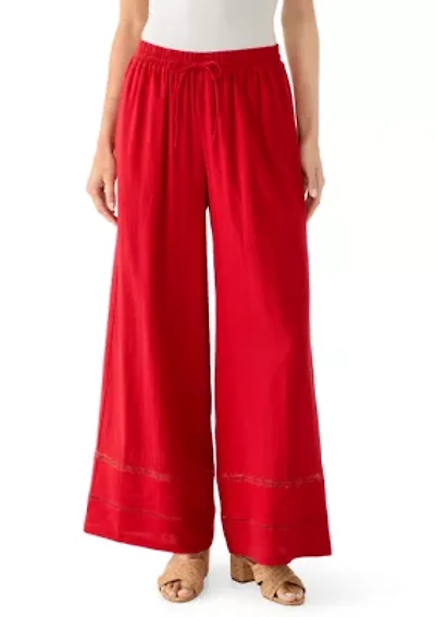 Wide Leg Pull On Linen Pants