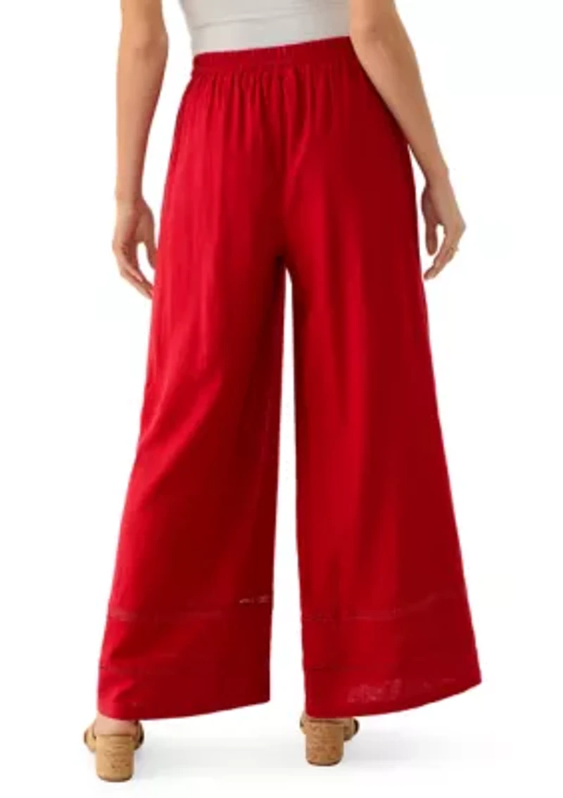 Wide Leg Pull On Linen Pants