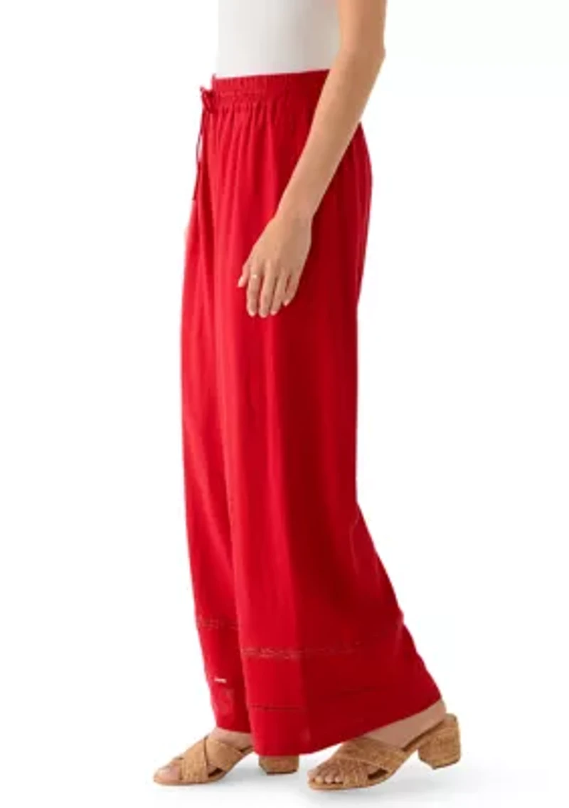 Wide Leg Pull On Linen Pants