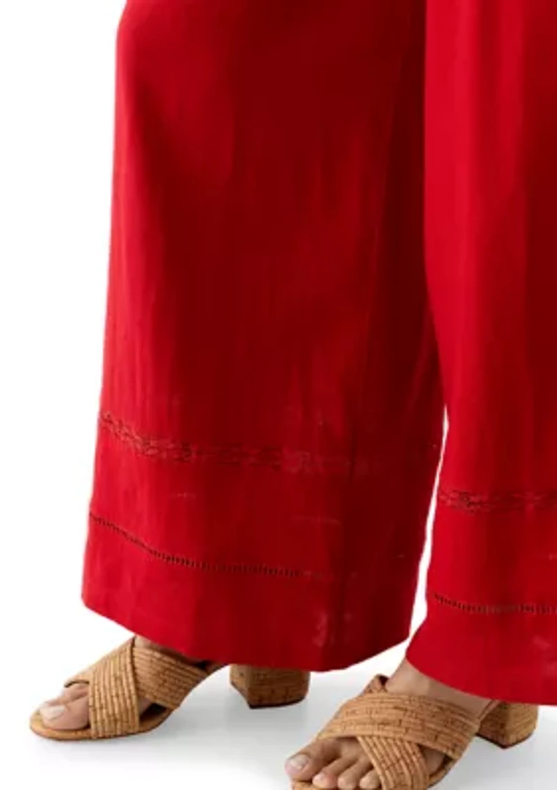 Wide Leg Pull On Linen Pants
