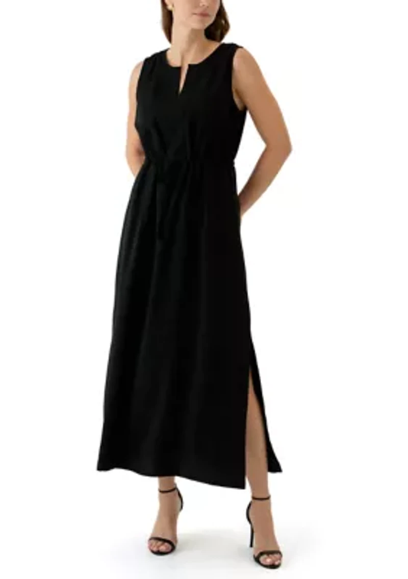 Women's Sleeveless Split Neck Maxi Dress