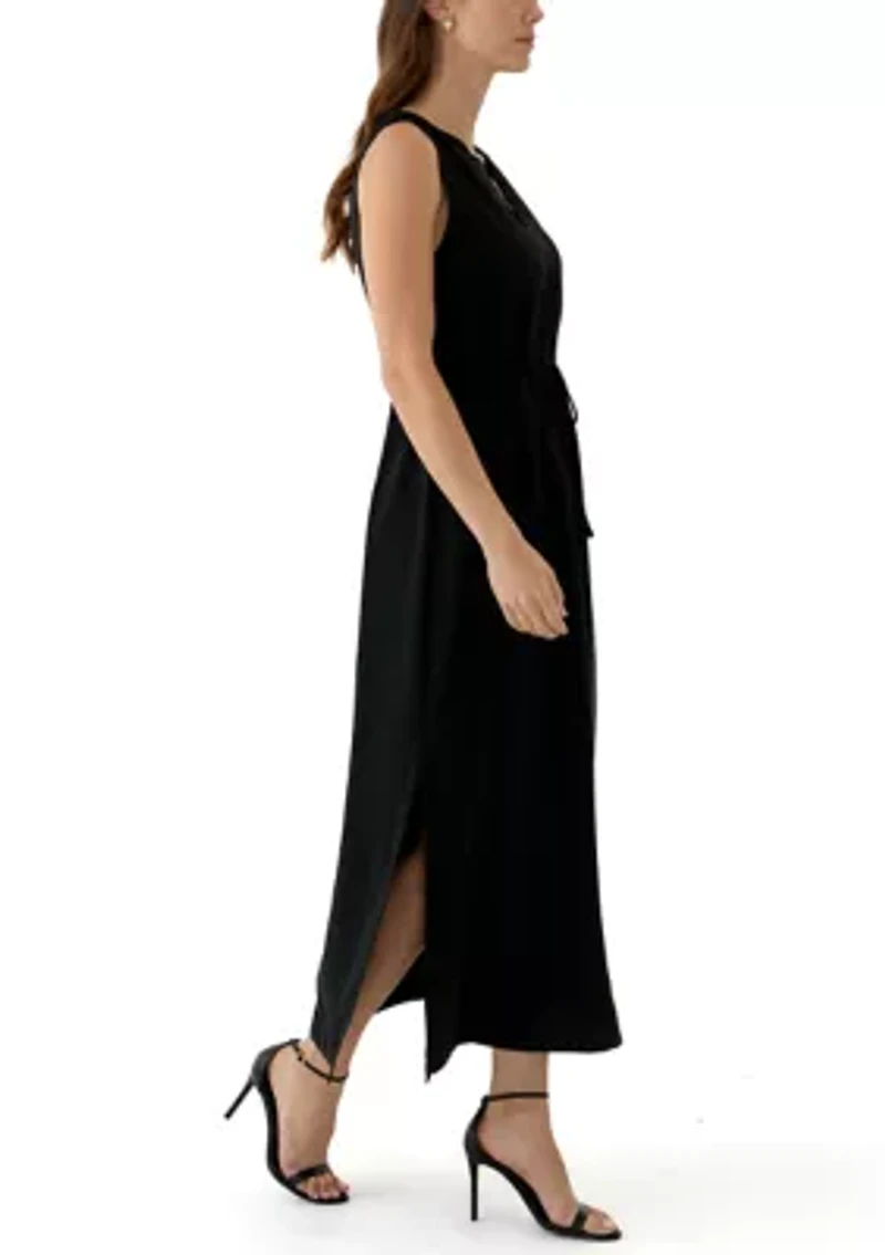 Women's Sleeveless Split Neck Maxi Dress