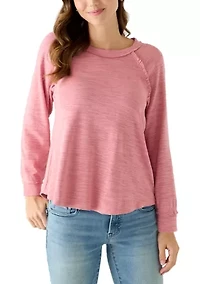 Women's Slub Knit Ruffle Seam Top
