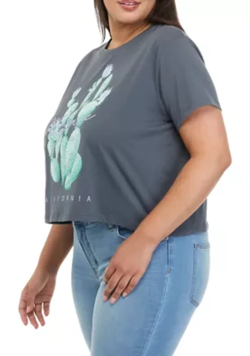 Plus Short Sleeve Cactus Graphic T-Shirt