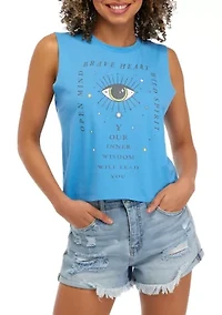 Juniors' Sleeveless Raw Edge Tank Top