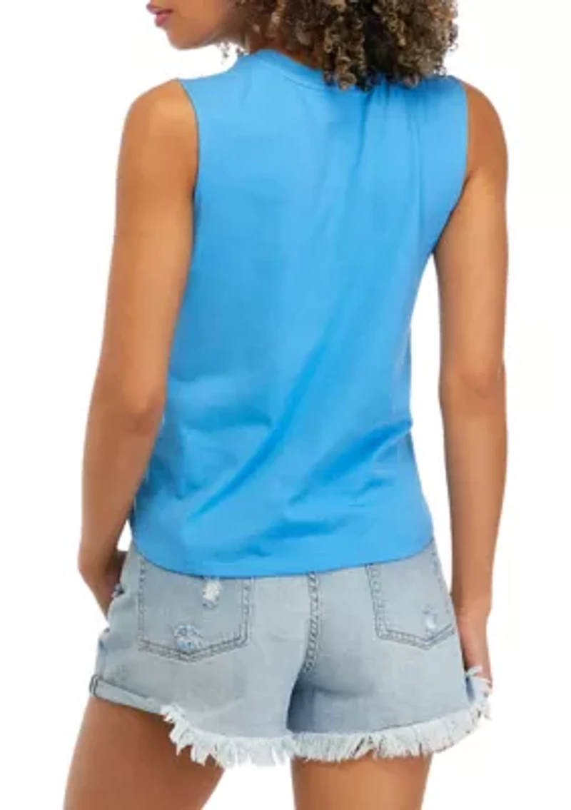 Juniors' Sleeveless Raw Edge Tank Top