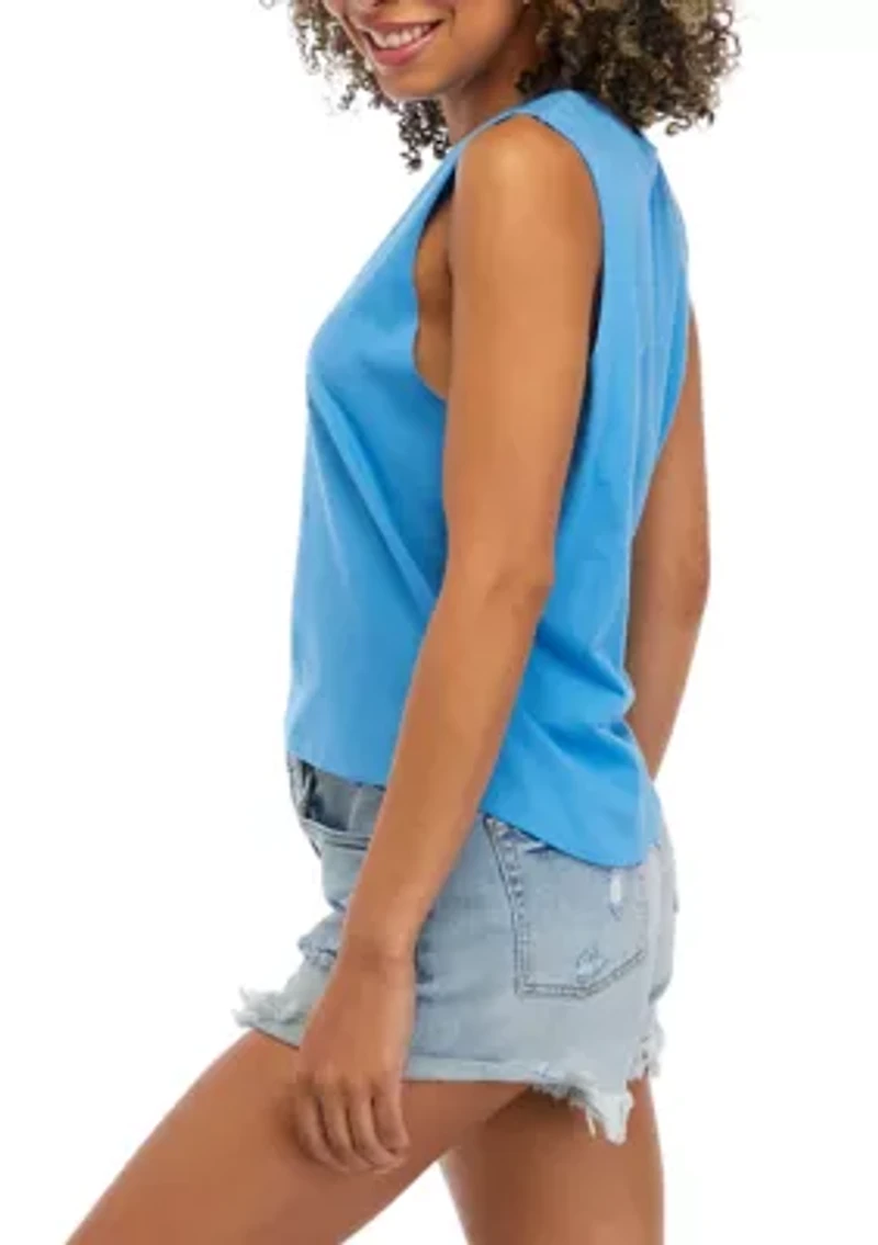Juniors' Sleeveless Raw Edge Tank Top