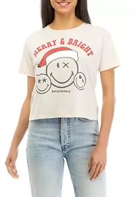 Juniors' Shimmer Merry and Bright Graphic T-Shirt