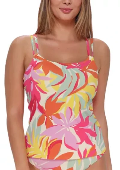 Tropicolor Crepe Tankini Swim Top
