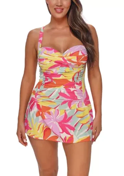 Tropicolor Crepe Swimdress