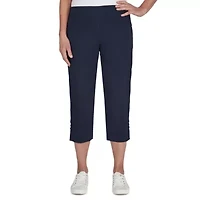Solid Pull-On Capri Pants with Detailed Split Hem