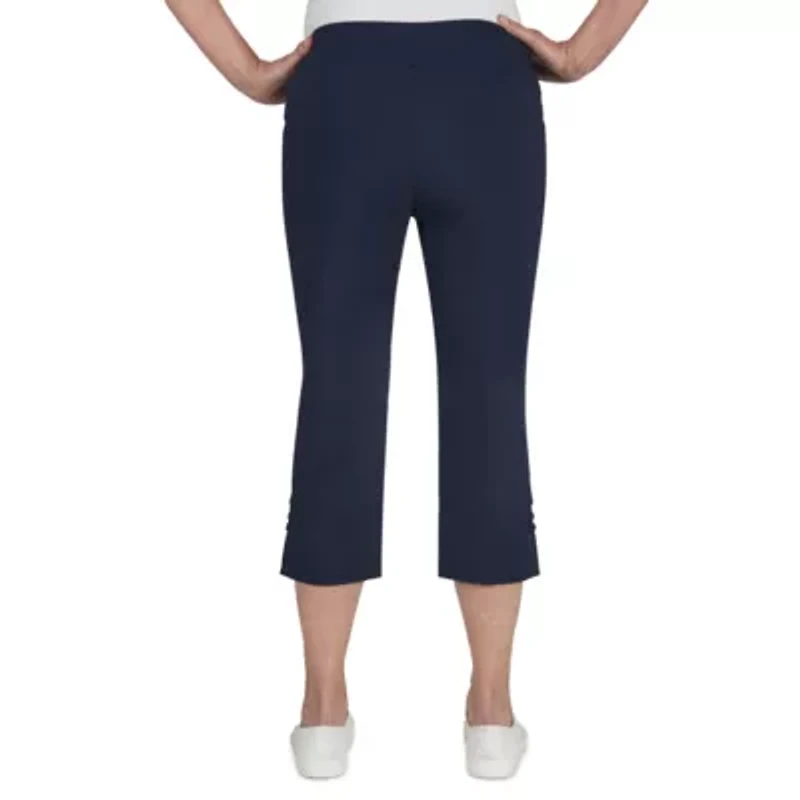 Solid Pull-On Capri Pants with Detailed Split Hem