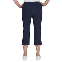 Solid Pull-On Capri Pants with Detailed Split Hem