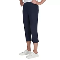 Solid Pull-On Capri Pants with Detailed Split Hem