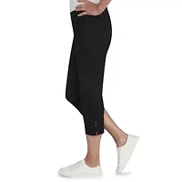 Solid Pull-On Capri Pants with Detailed Split Hem