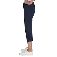 Solid Pull-On Capri Pants with Detailed Split Hem