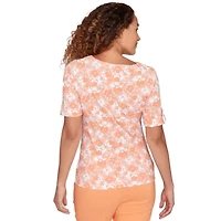PRINTED STRETCH JERSEY ELBOW SLEEVE 2BAR TOP