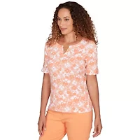 PRINTED STRETCH JERSEY ELBOW SLEEVE 2BAR TOP