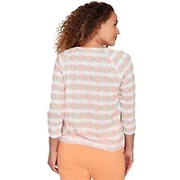 PRINTED POLY SLUB 3/4 SLEEVE BLOUSON TOP