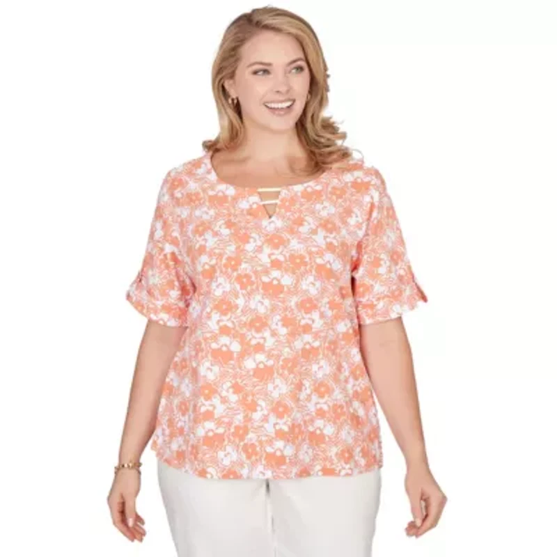 PRINTED STRETCH JERSEY ELBOW SLEEVE 2BAR TOP