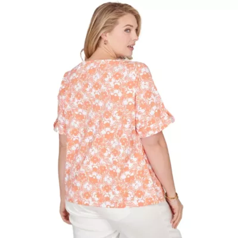 PRINTED STRETCH JERSEY ELBOW SLEEVE 2BAR TOP